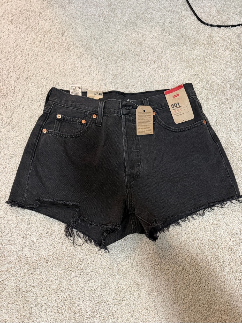 Levi's 501 Cutoff Black Denim Shorts